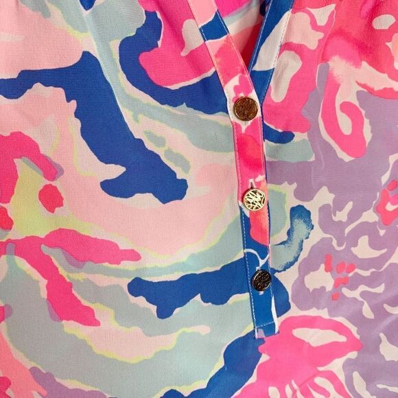 Lilly Pulitzer Bailey Multi Playa Hermosa Sleeveless Silk Top Women’s Size Small - Picture 8 of 12